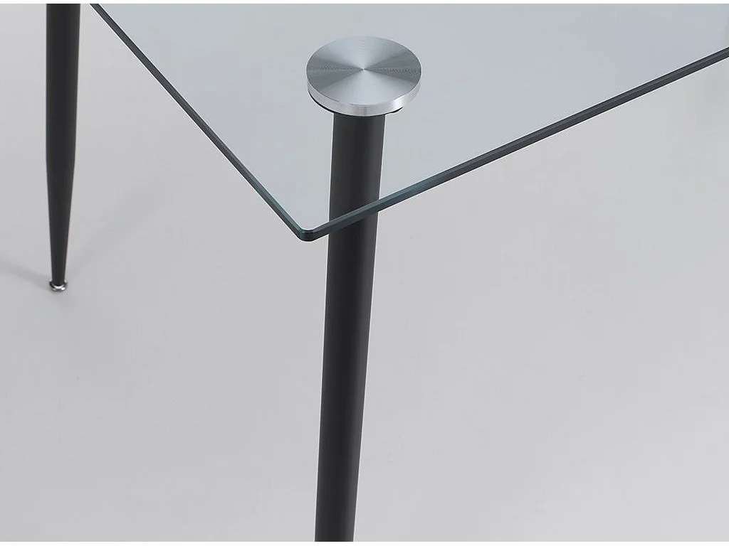Bureau verre trempé transparent et pieds métal noir Fuse 120cm