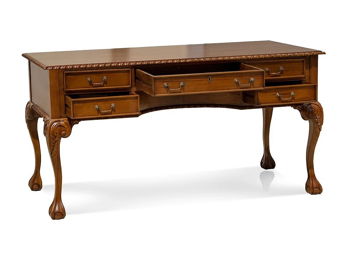 Bureau chippendale en bois d'acajou marron 160cm