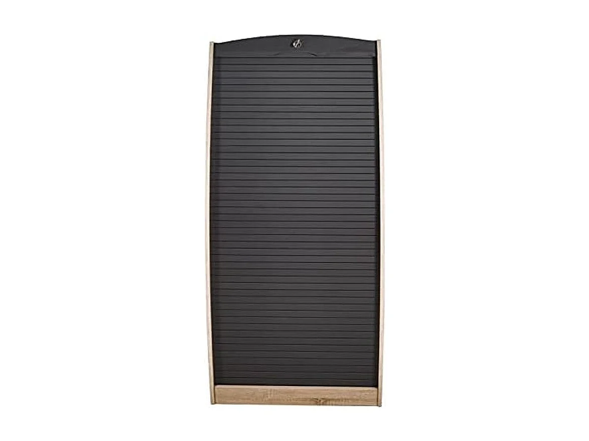 Armoire informatique à rideaux chêne et noir Patrick 80cm