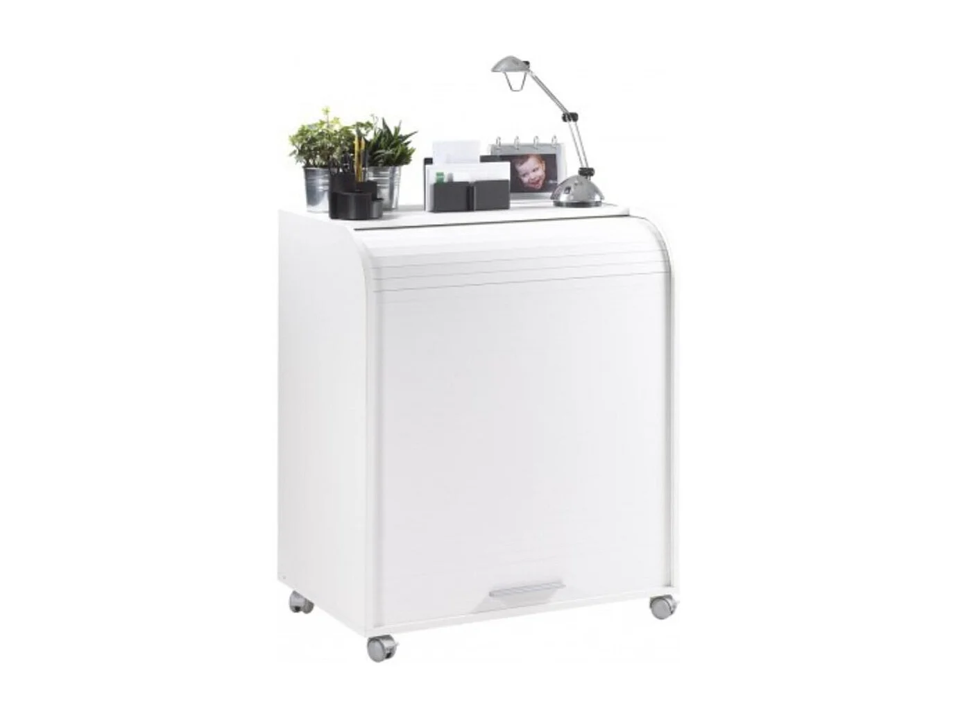 Bureau informatique blanc à rideau blanc Must 80cm