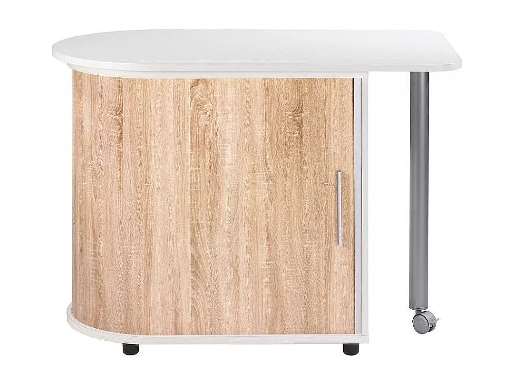 Bureau avec plateau pivotant et rangement blanc et bois clair Kool 105cm