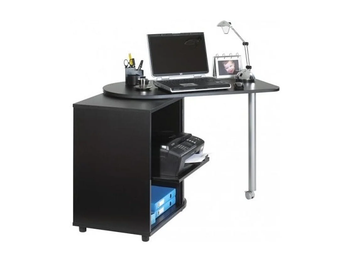 Bureau avec plateau pivotant et rangement blanc et bois clair Kool 105cm