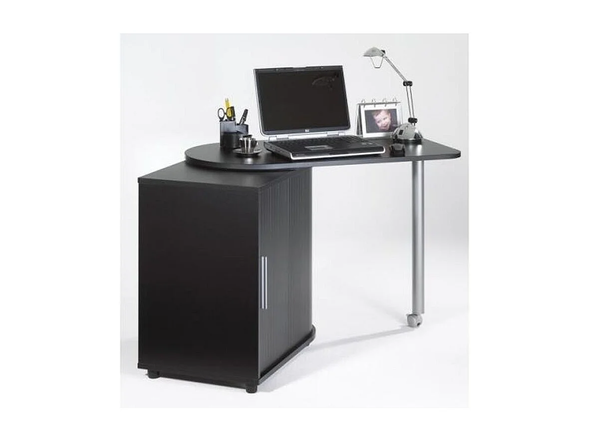 Bureau avec plateau pivotant et rangement blanc et bois clair Kool 105cm