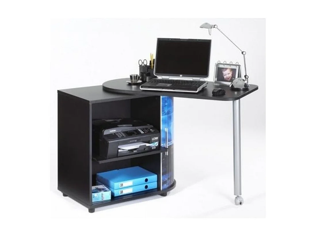 Bureau avec plateau pivotant et rangement blanc et bois clair Kool 105cm