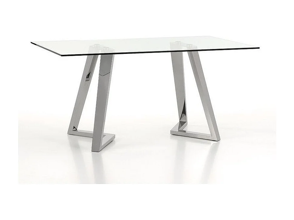Bureau verre transparent et pieds métal chromé Miori L 160cm