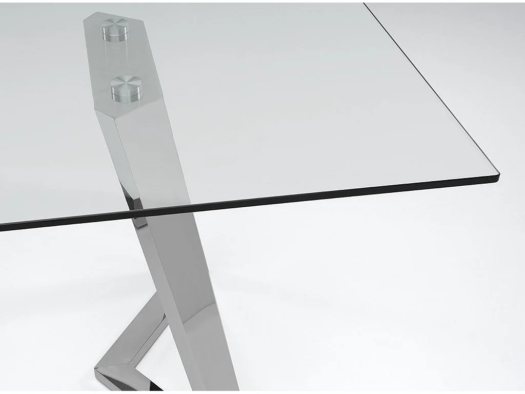 Bureau verre transparent et pieds métal chromé Miori L 160cm