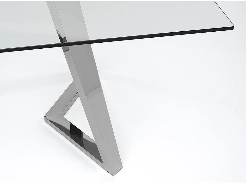Bureau verre transparent et pieds métal chromé Miori L 160cm