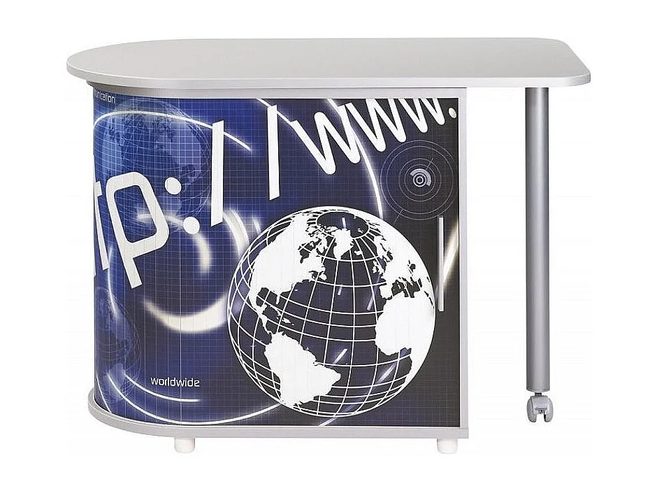 Bureau met draaibaar blad en grijze opberger bedrukt Http Kool 105 cm