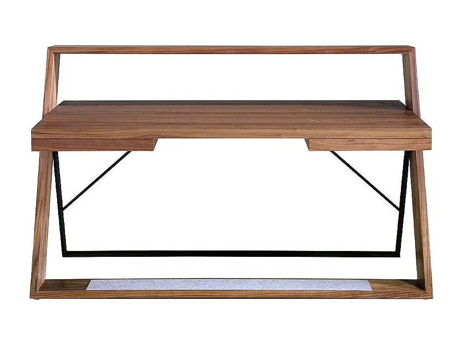 Bureau droit en bois plaqué de noyer 2 tiroirs Moana