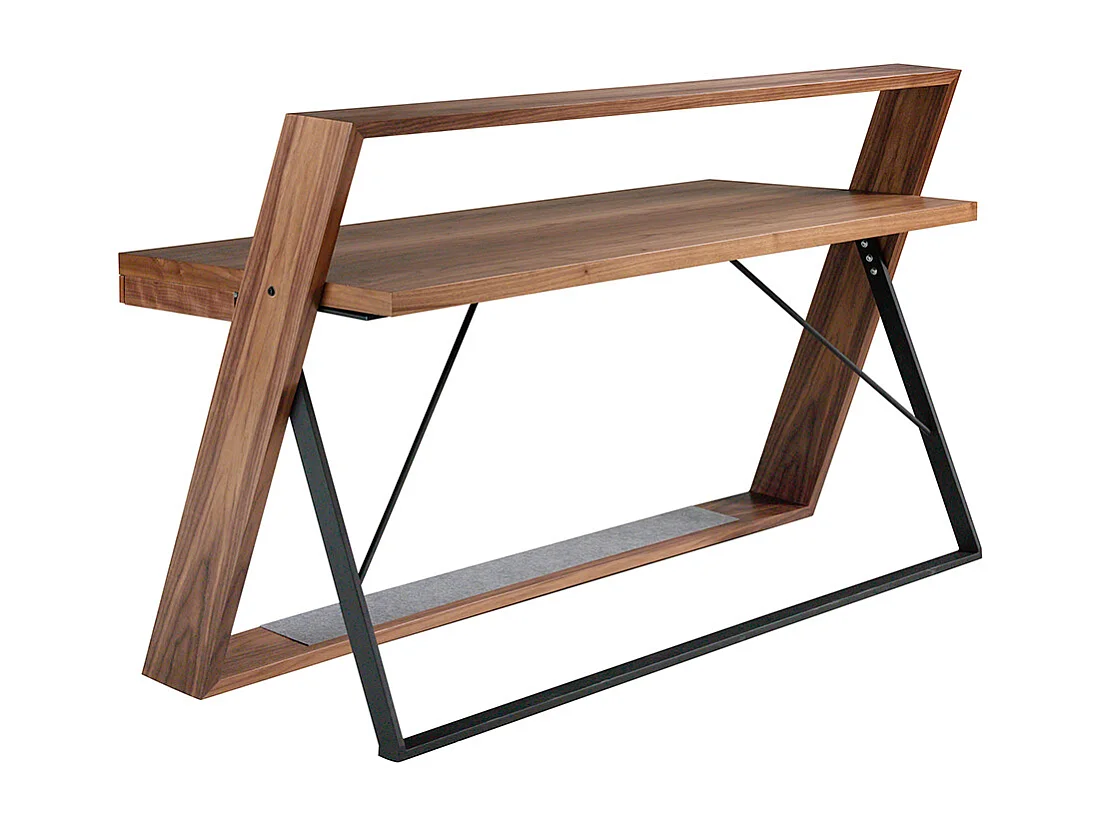 Bureau droit en bois plaqué de noyer 2 tiroirs Moana