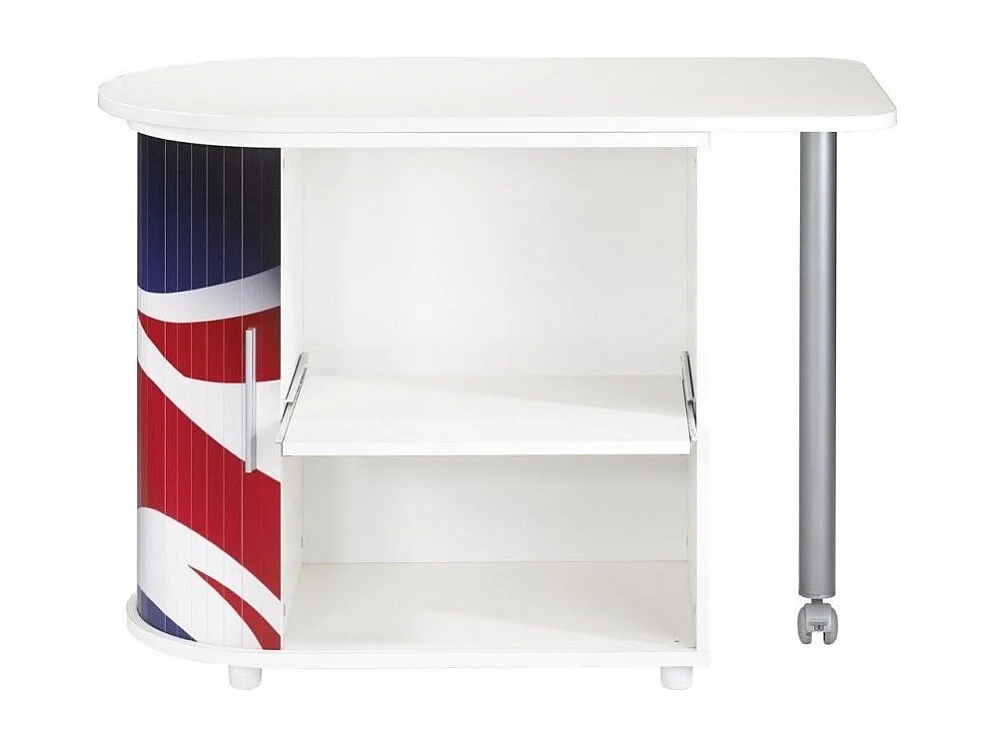 Bureau met draaibaar blad en witte opbergruimte met Engelse vlagprint Kool 105 cm