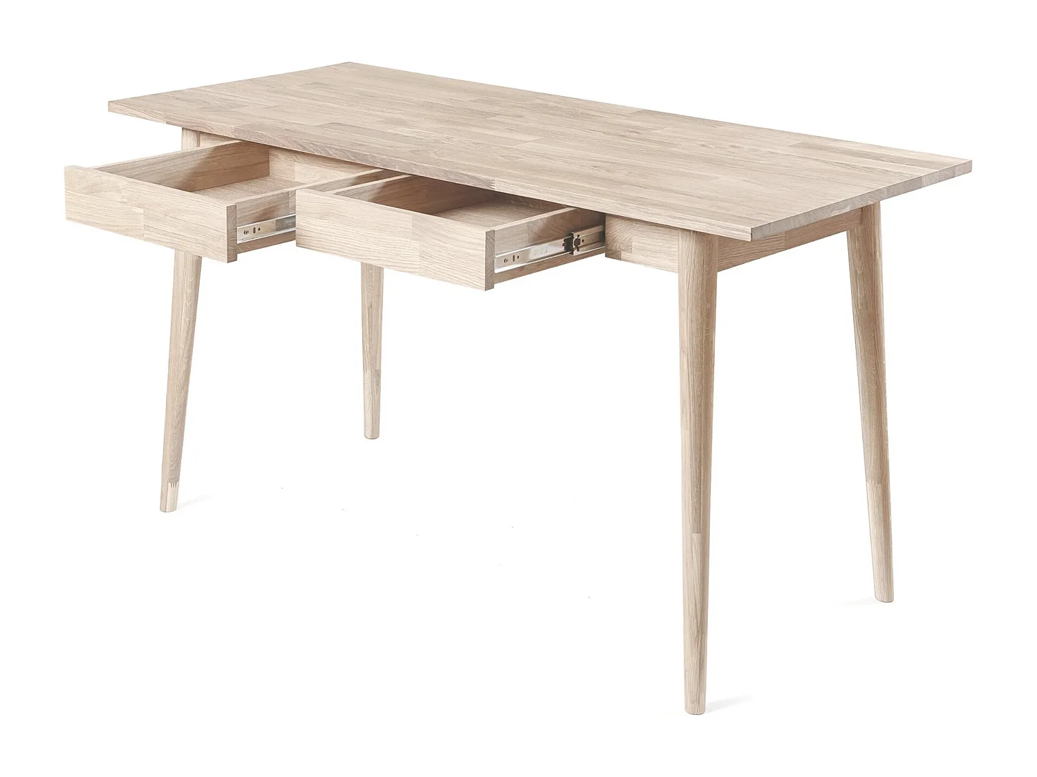 Bureau en bois de chêne massif blanchi Kundy 140cm