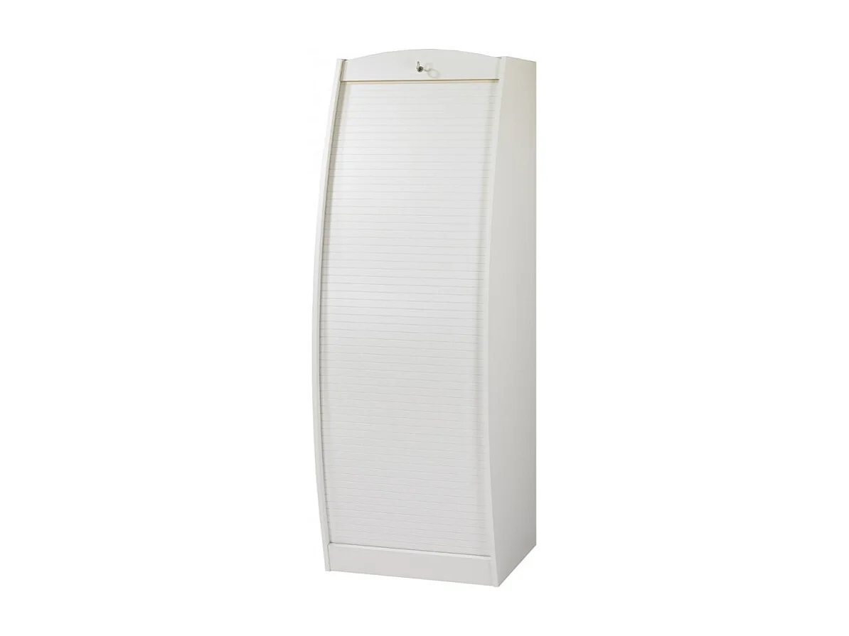 Armoire informatique à rideaux bois blanc Patrick 60cm