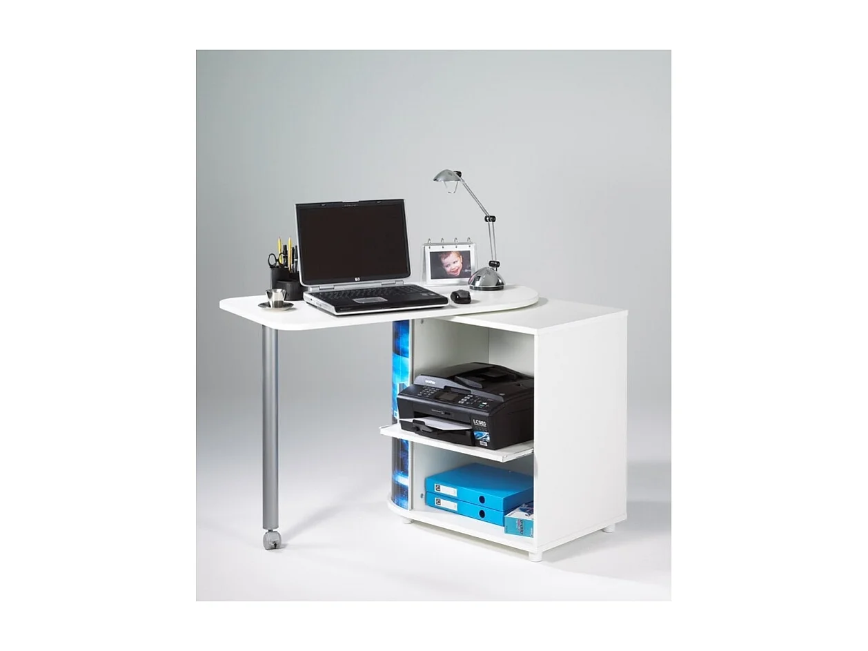 Bureau met draaibaar blad en opbergruimte wit en zwart Kool 105 cm