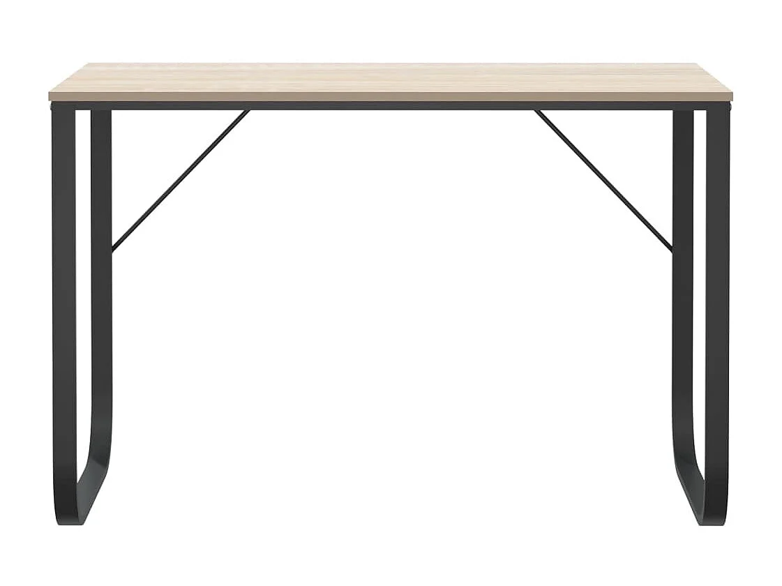 Bureau d'ordinateur Noir et chêne 110x60x73