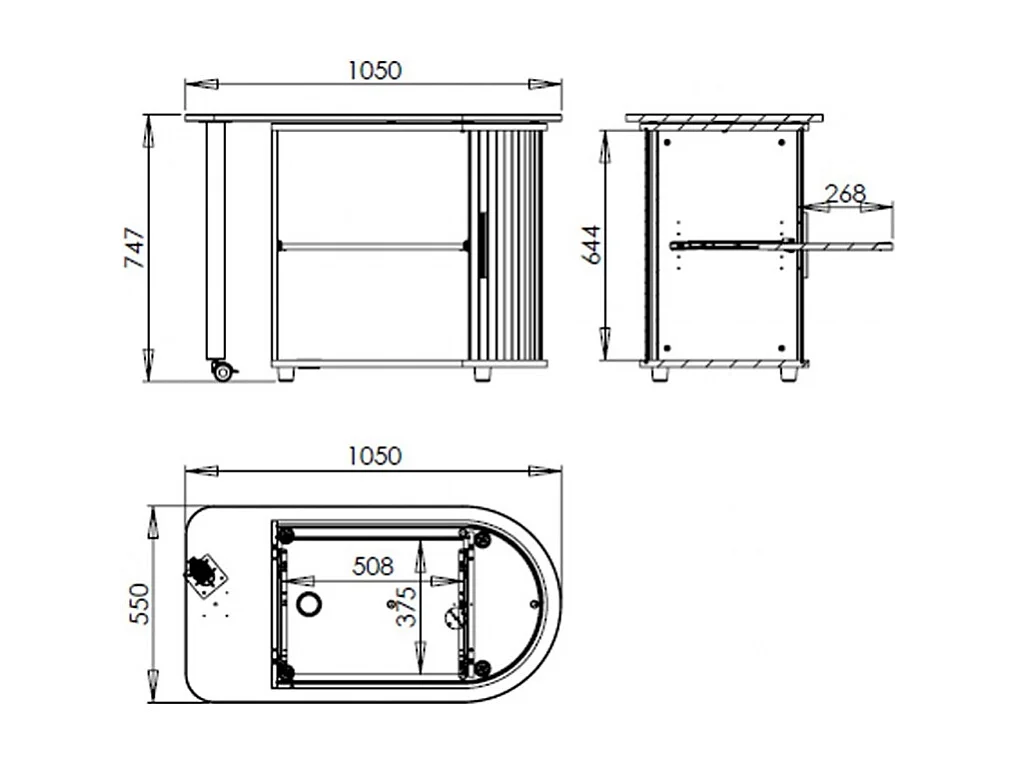 Bureau met draaibaar blad en zwarte opberger bedrukt Http Kool 105 cm
