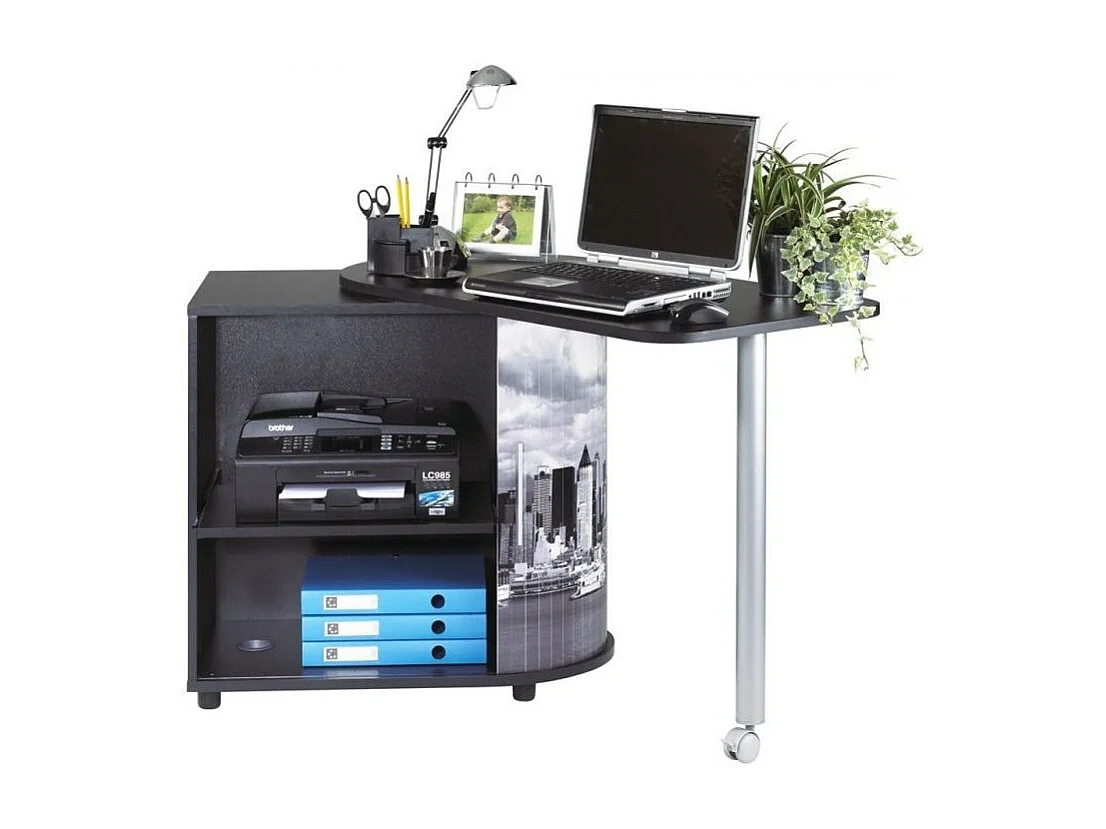 Bureau met draaibaar blad en opbergruimte zwart en licht Koolhout 105 cm