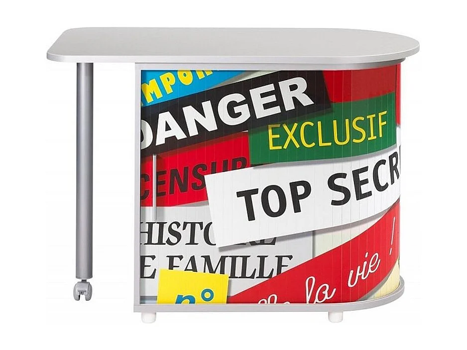 Bureau met draaibaar blad en grijze opberger met top secret Kool print 105 cm