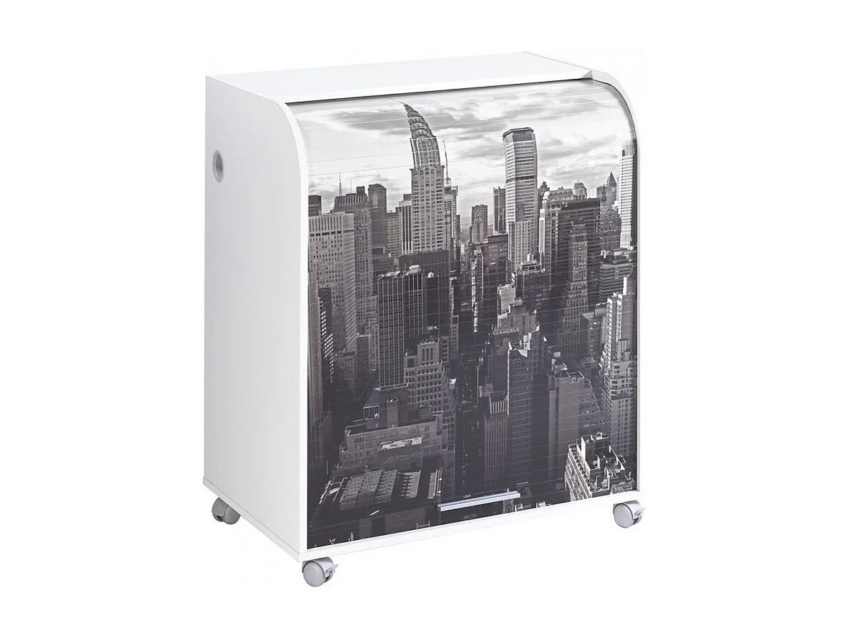 Bureau informatique blanc à rideau imprimé New York Must 80cm