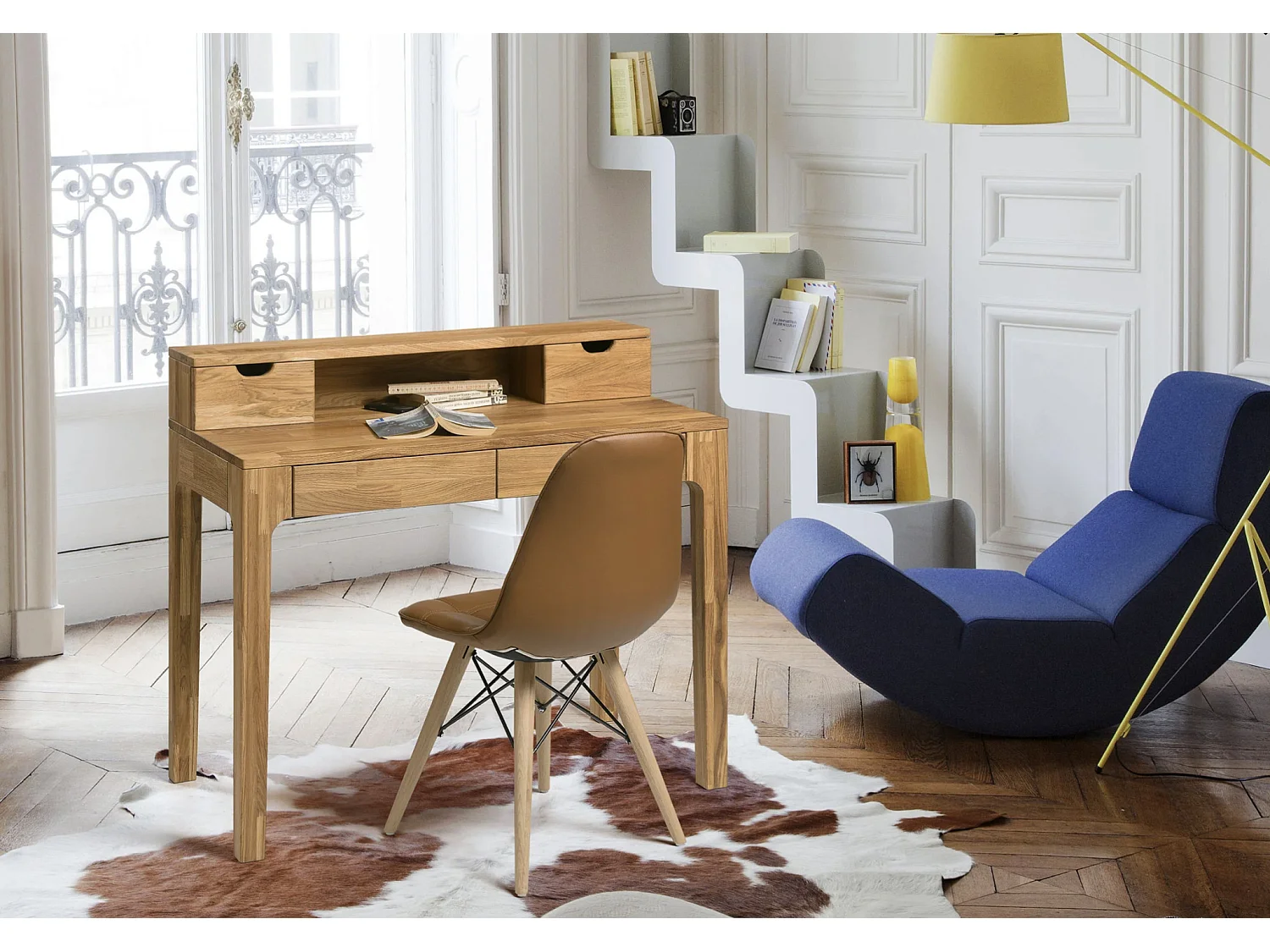 Bureau secrétaire en chêne massif Vetty 105cm