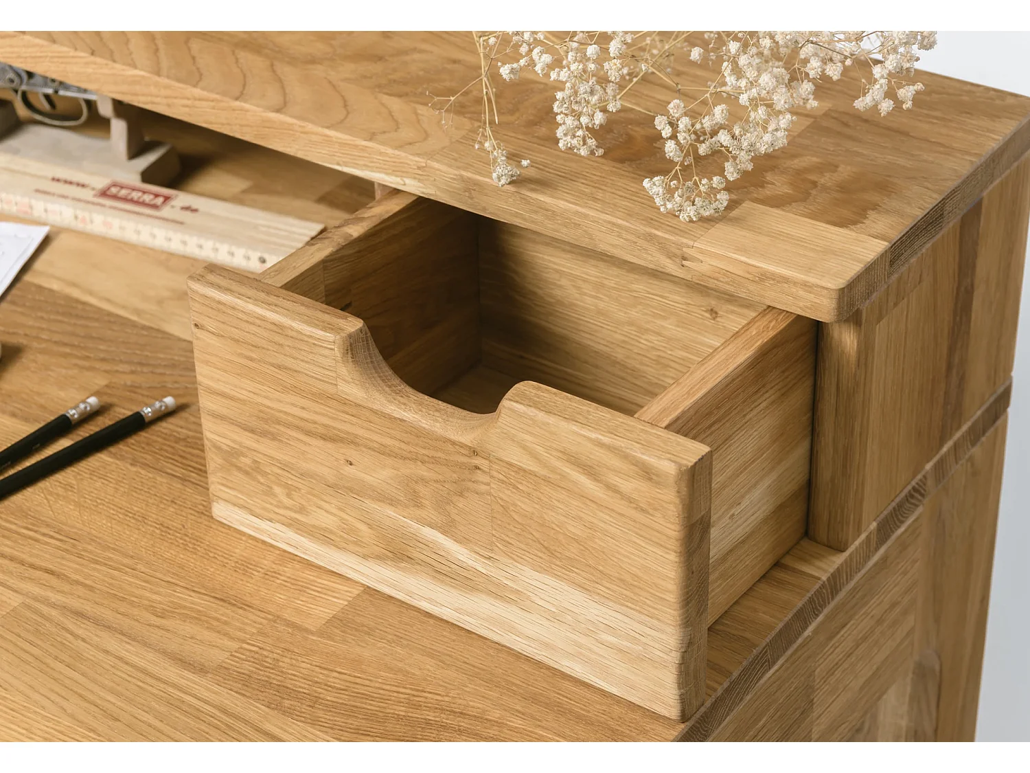Bureau secrétaire en chêne massif Vetty 105cm