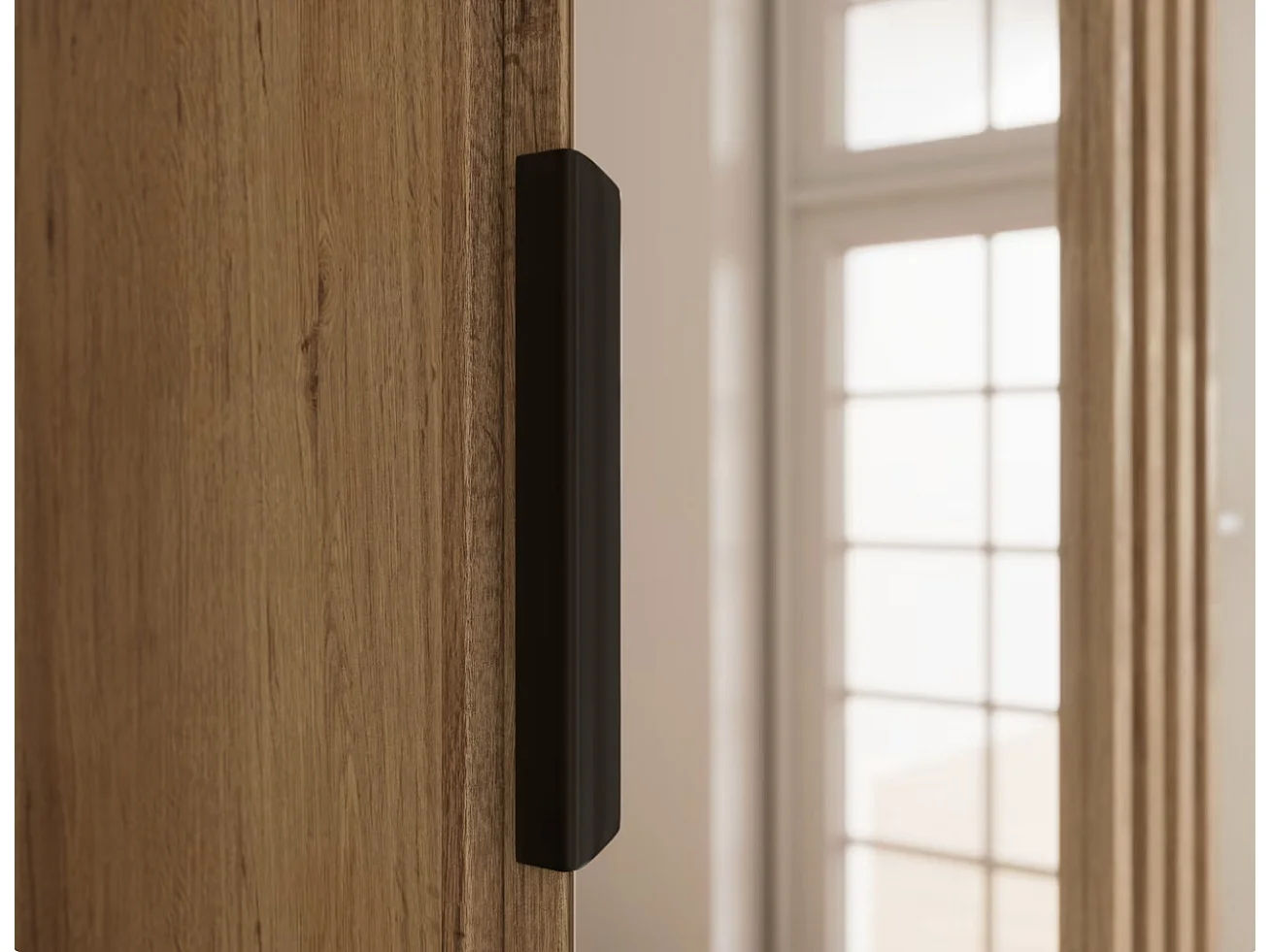 Armoire penderie d'entrée VEMIRO 100cm - Chêne artisan et miroir