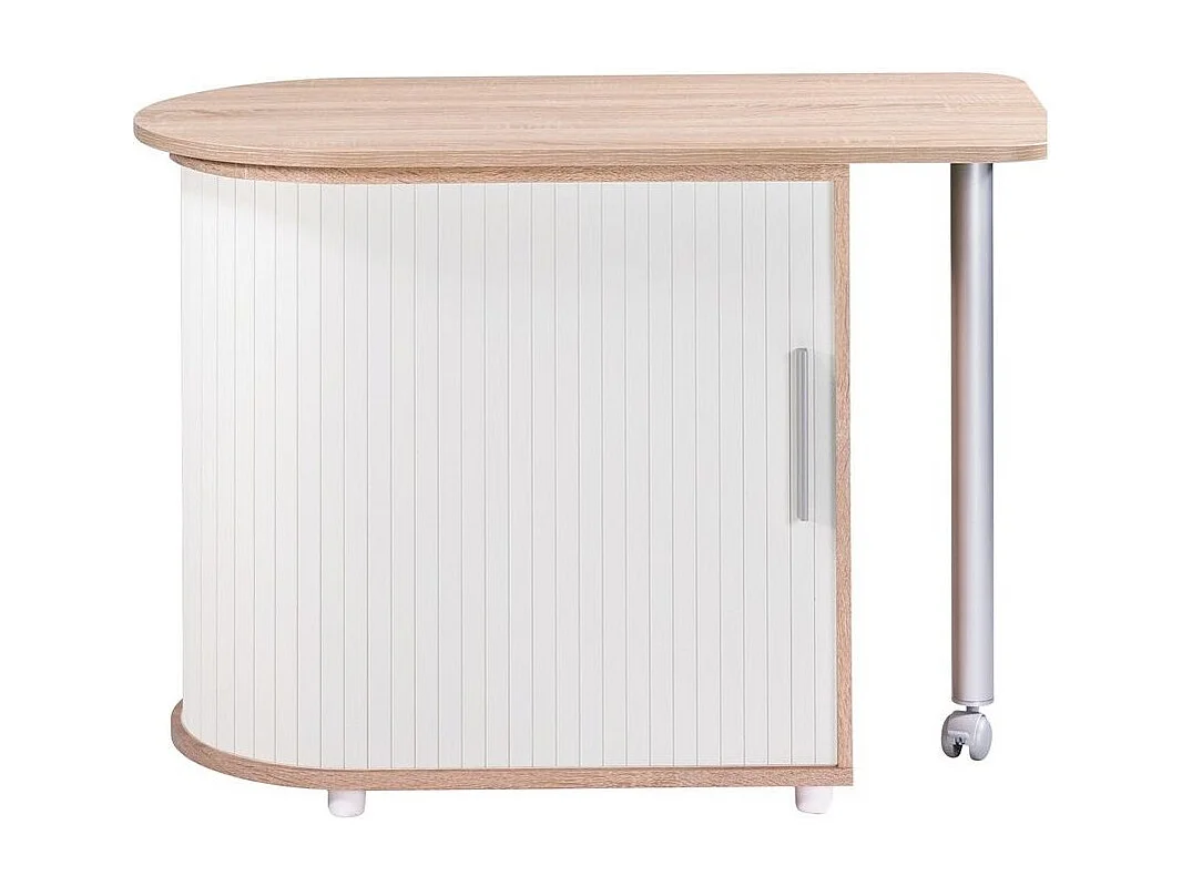 Bureau avec plateau pivotant et rangement bois clair et blanc Kool 105cm