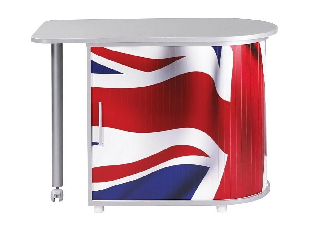 Bureau met draaibaar blad en grijze opbergruimte met Engelse vlagprint Kool 105 cm