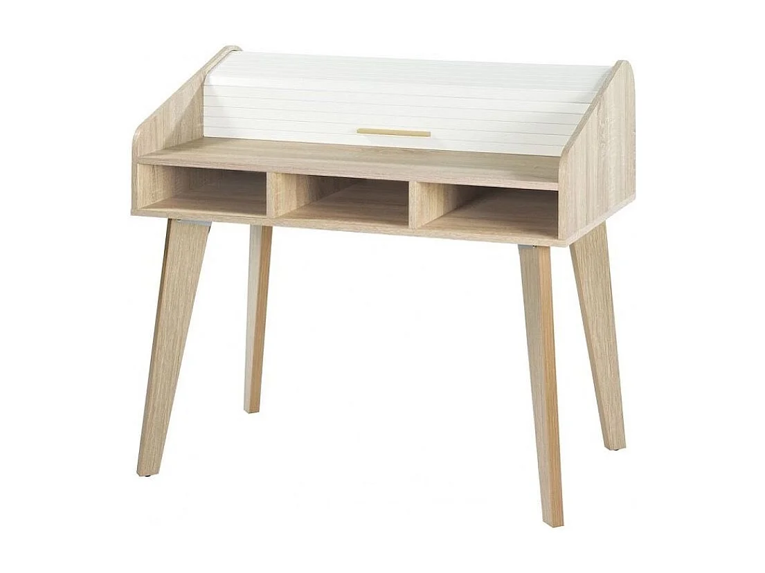 Bureau secrétaire chêne clair et blanc happy 104cm