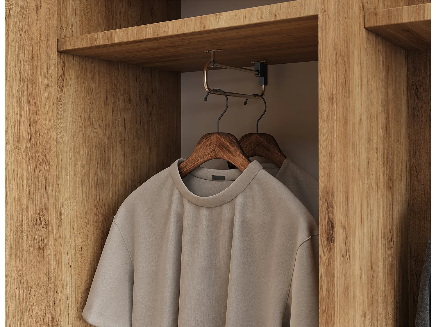 Armoire penderie d'entrée RIGANY 100cm - Chêne artisan et miroir