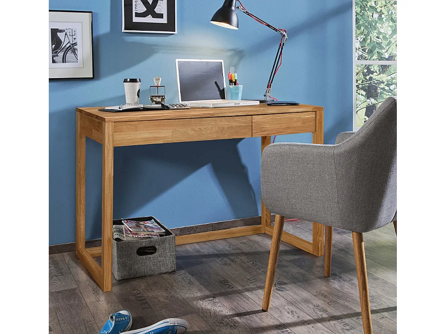 Bureau en bois de chêne massif Danark 110cm