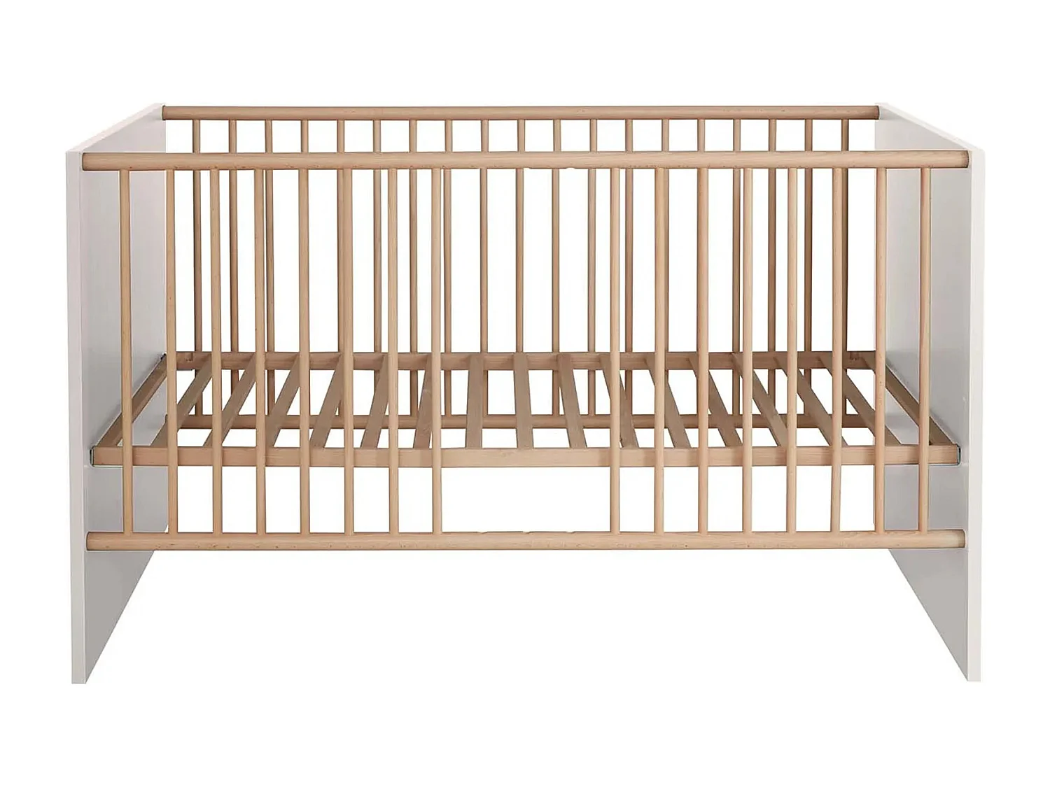 Cama con barras 70x140 cm melamina blanca y madera clara Mathys