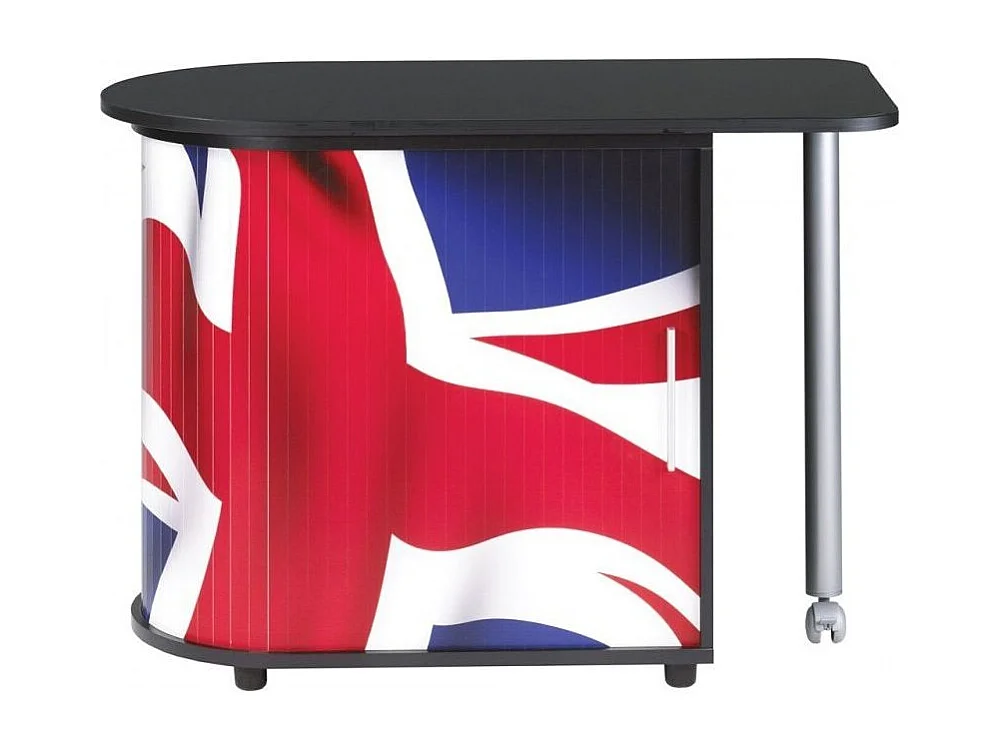 Bureau met draaibaar blad en zwarte opbergruimte met Engelse vlagprint Kool 105 cm