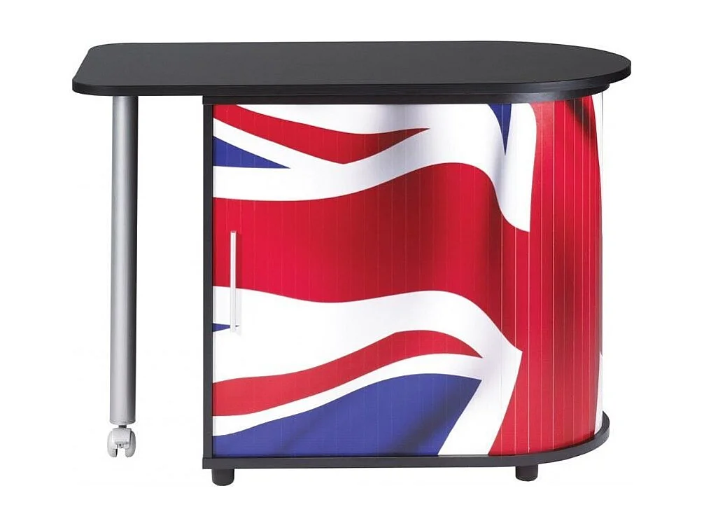 Bureau met draaibaar blad en zwarte opbergruimte met Engelse vlagprint Kool 105 cm