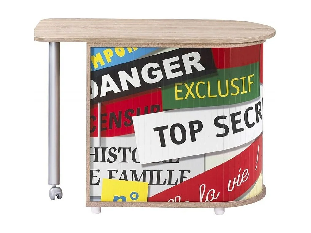 Bureau met draaibaar blad en Kool top secret bedrukt licht hout opberger 105 cm