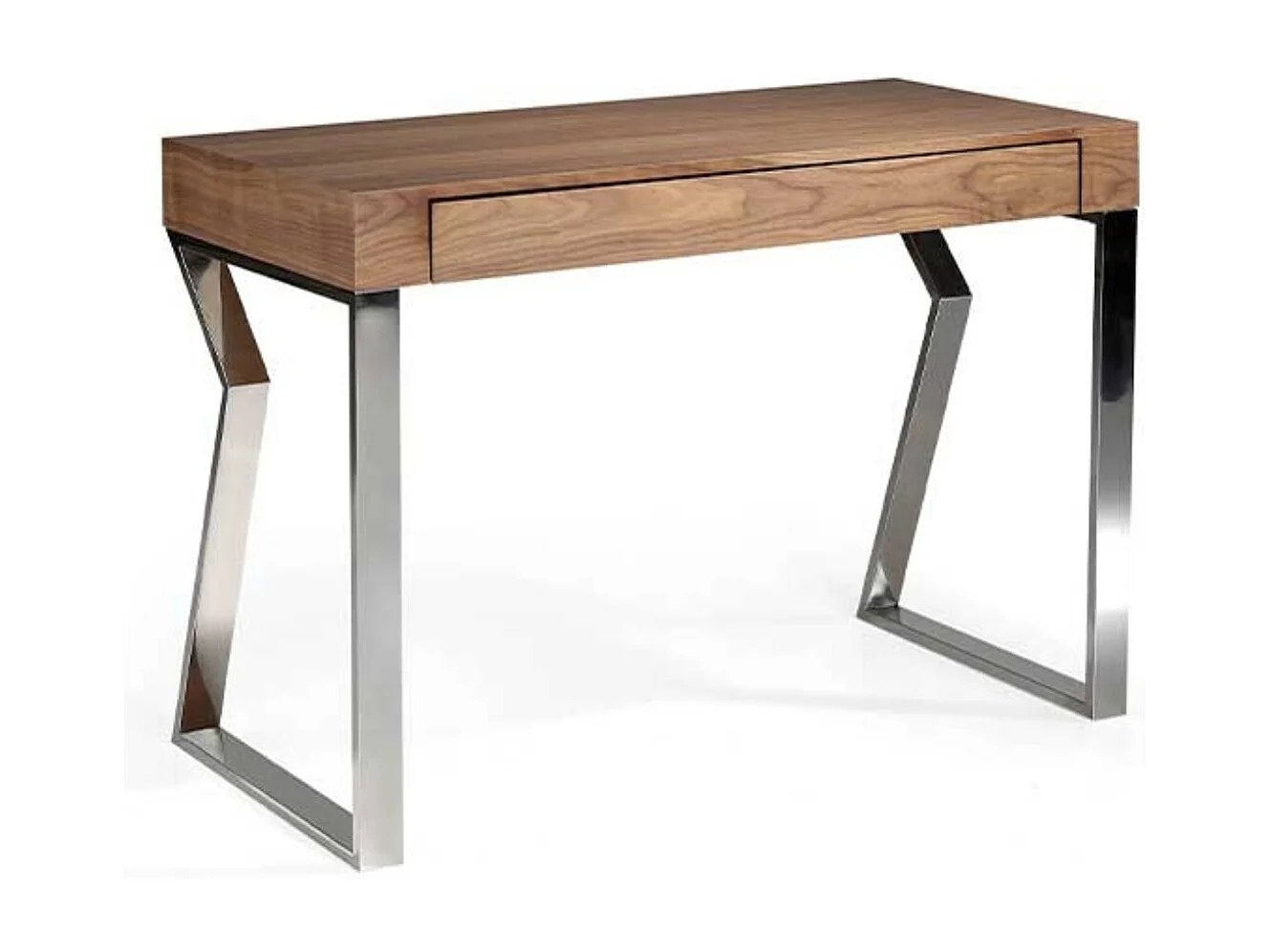 Zoliver designbureau in notenhout en chroomstaal 120 cm