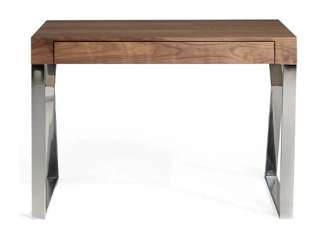 Zoliver designbureau in notenhout en chroomstaal 120 cm
