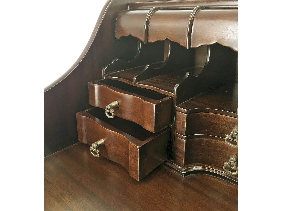 Bureau en bois massif marron 10 tiroir VERSAILLES 105cm