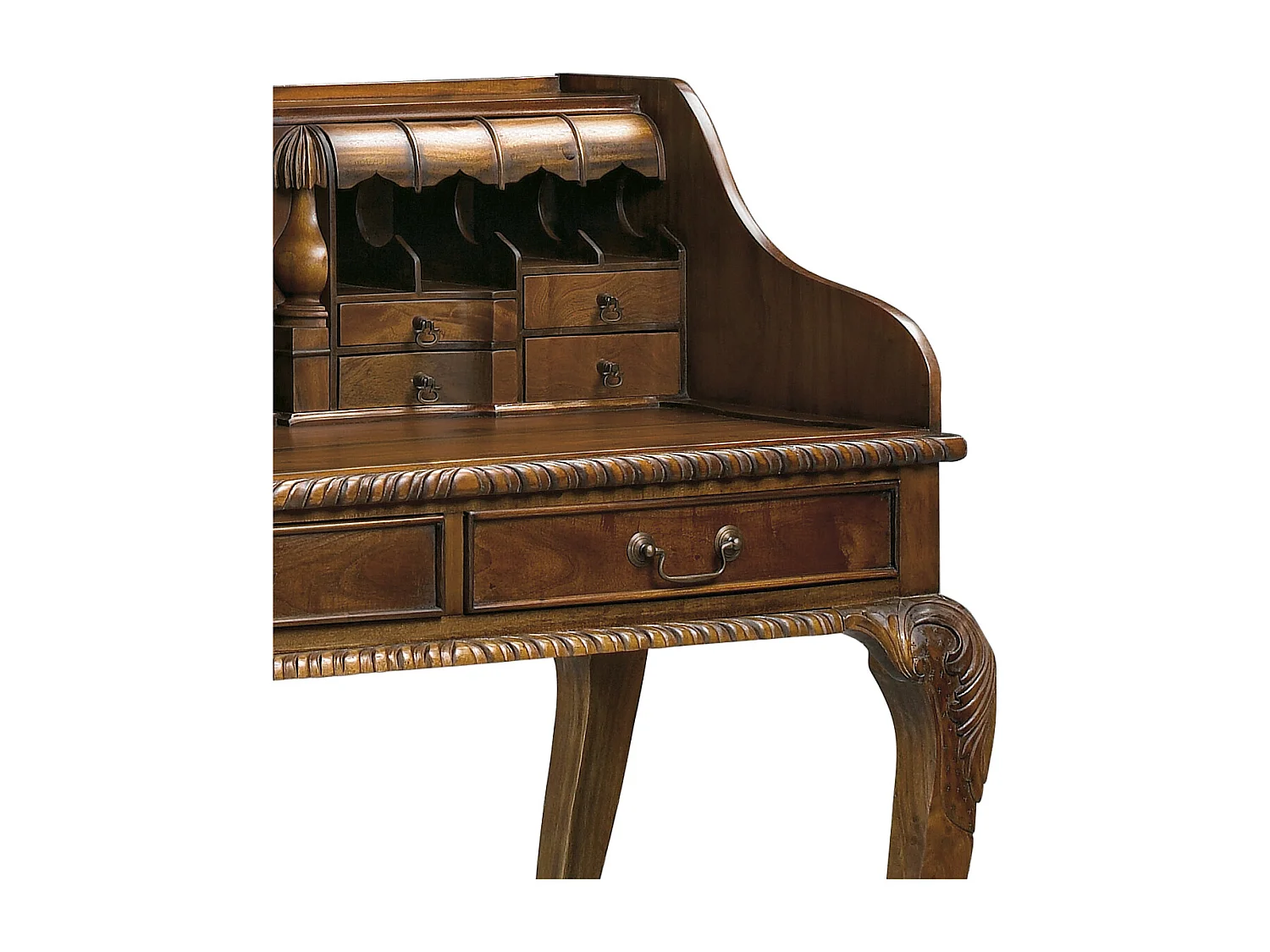 Bureau en bois massif marron 10 tiroir VERSAILLES 105cm