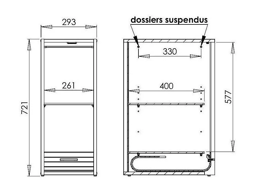 Recht bureau met 2 witte houten ladeblokken Scoot 120 cm