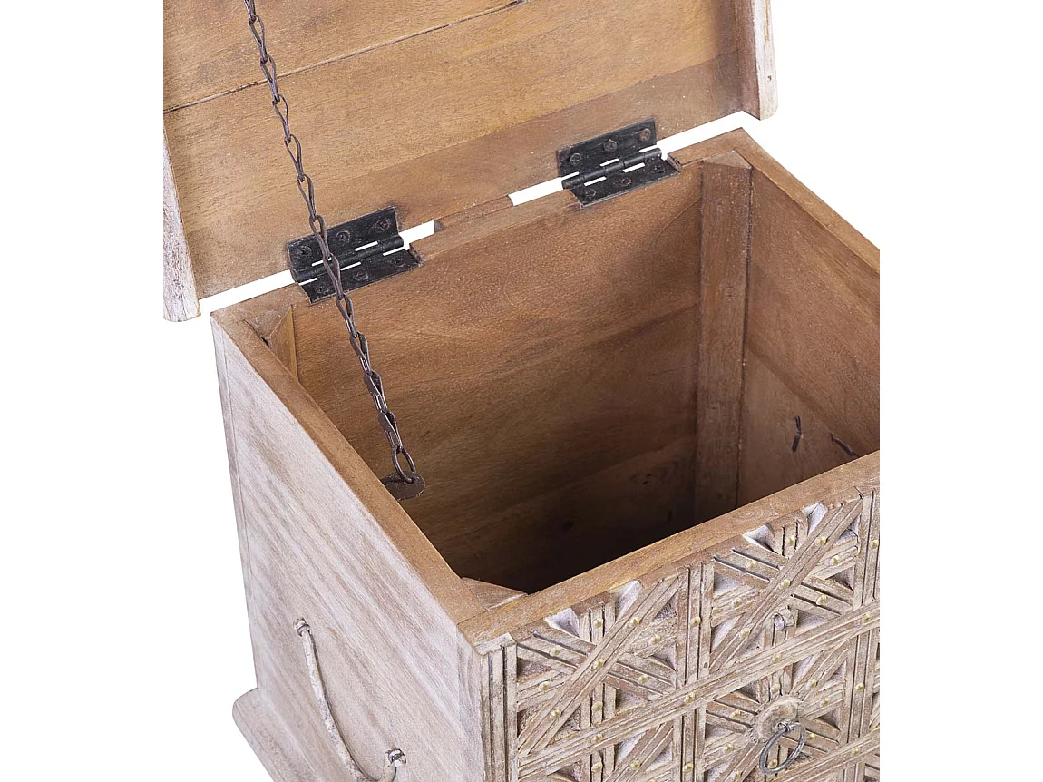 Coffre de rangement ALAMBIA – Bois massif de manguier blanchi