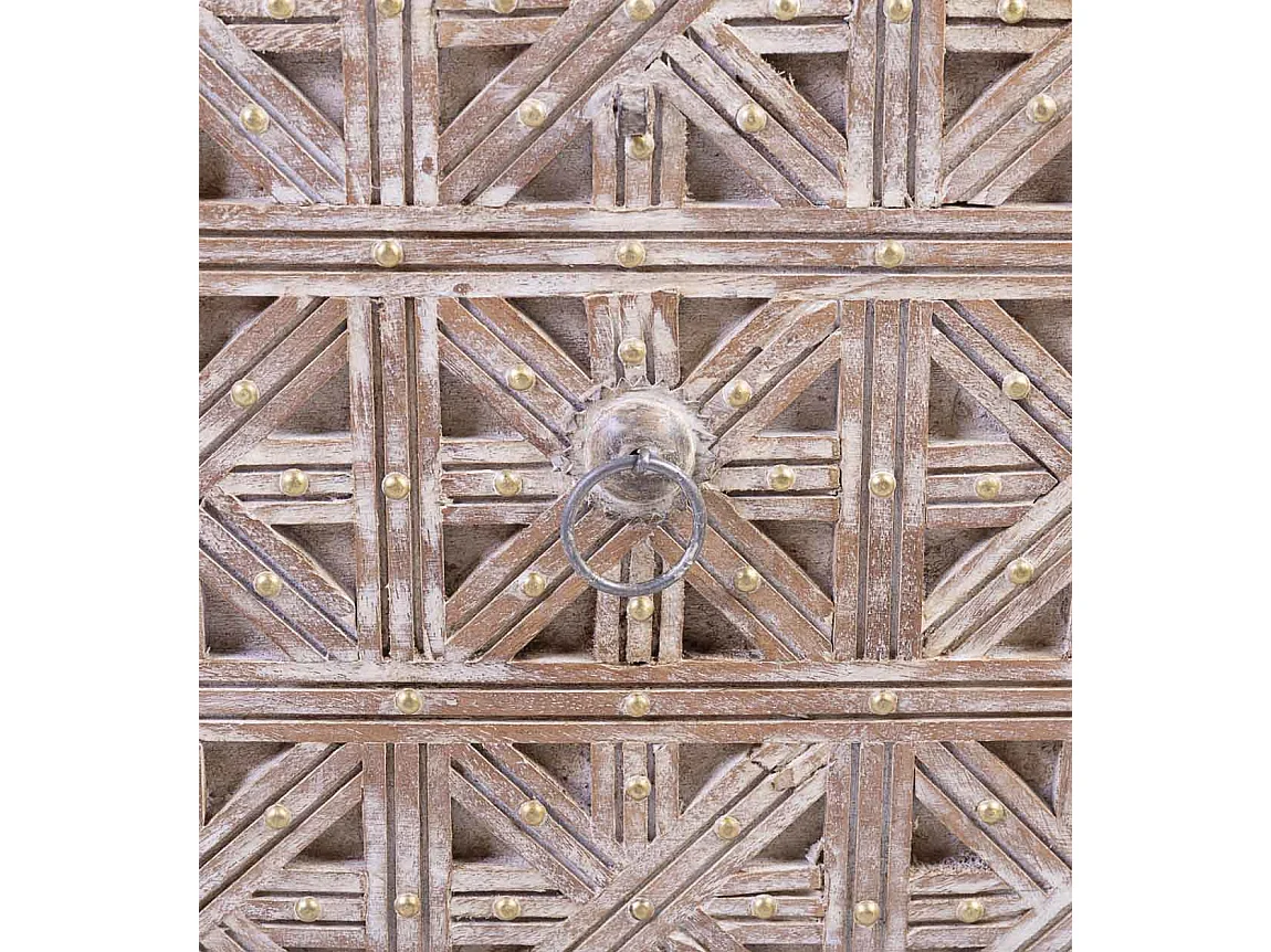 Coffre de rangement ALAMBIA – Bois massif de manguier blanchi