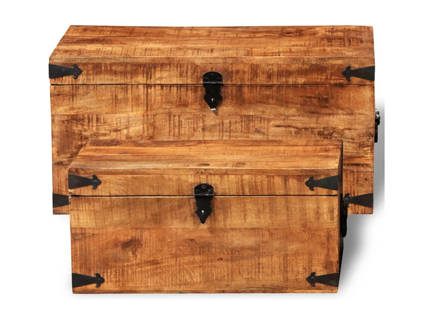 Set de 2 coffres de rangement Vahina – Bois de manguier brut avec finition cirée