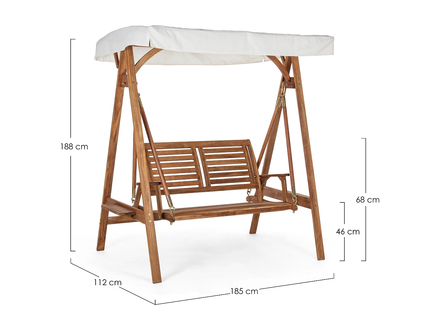 Balancelle 2 places NOEMI – Bois d’acacia huilé & coussins hydrofuges