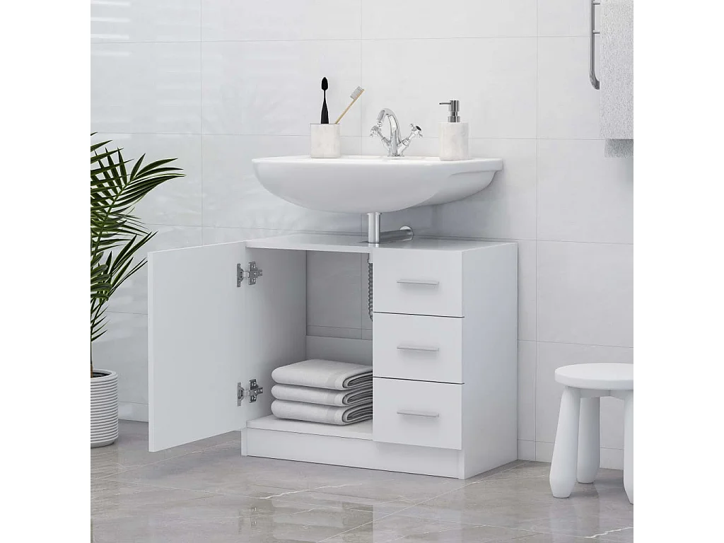 Armoire d'évier Blanc 63x30x54