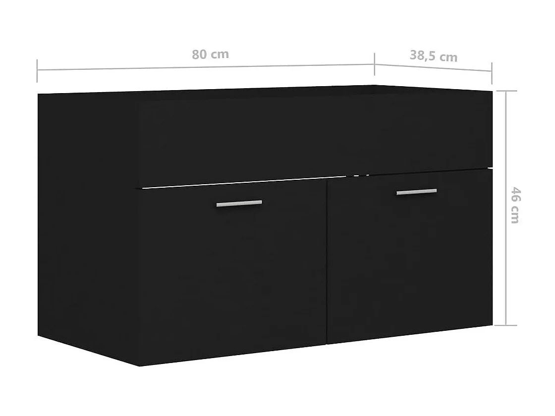 Armoire d'évier Noir 80x38,5x46