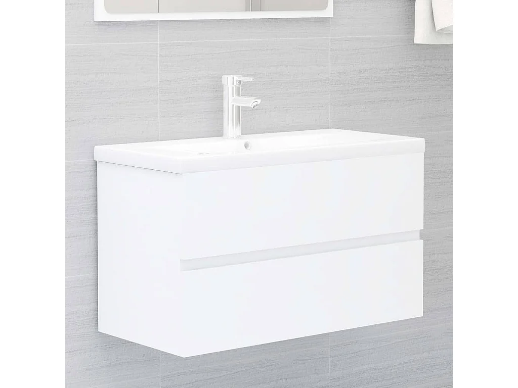 Armoire d'évier avec lavabo intégré Blanc 9