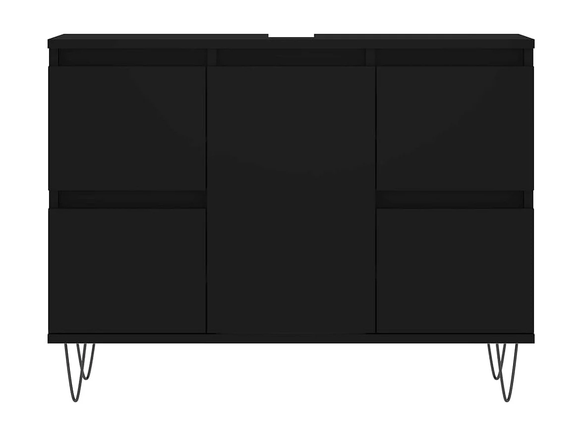 Armoire de salle de bain noir 80x33x60 bois d'ingénierie