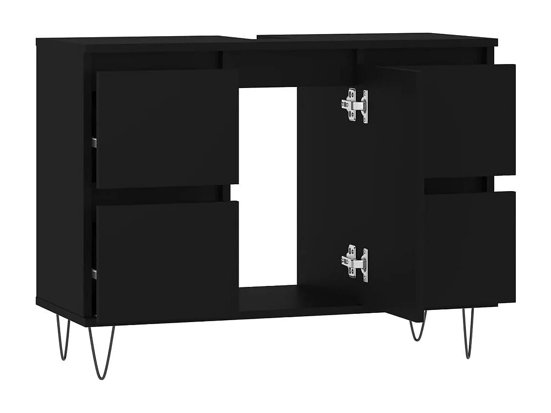 Armoire de salle de bain noir 80x33x60 bois d'ingénierie