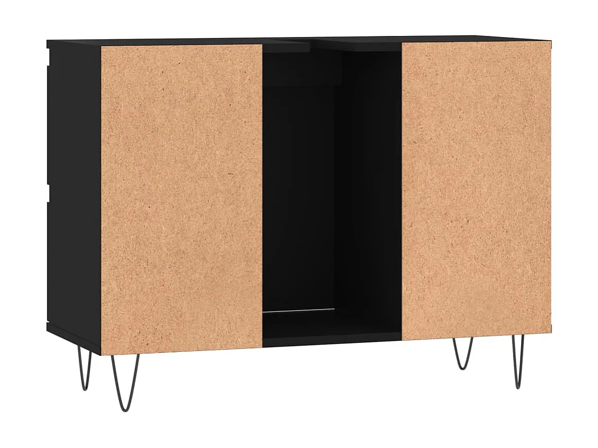 Armoire de salle de bain noir 80x33x60 bois d'ingénierie